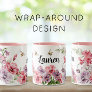 Pink and Purple Wrap-Around Bees and Flowers Two-T Two-Tone Coffee Mug