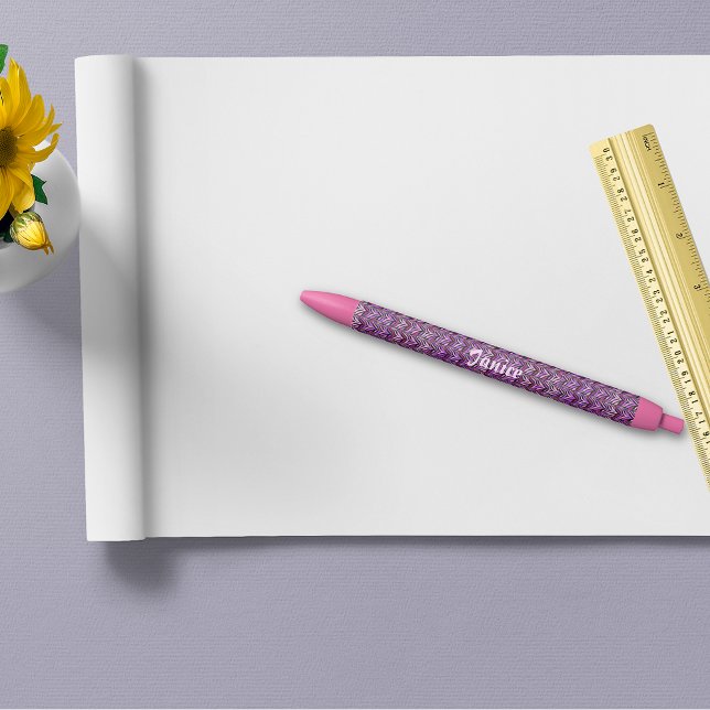 Pink and Purple Zebrta Striped, Personalized Pen (Creator Uploaded)