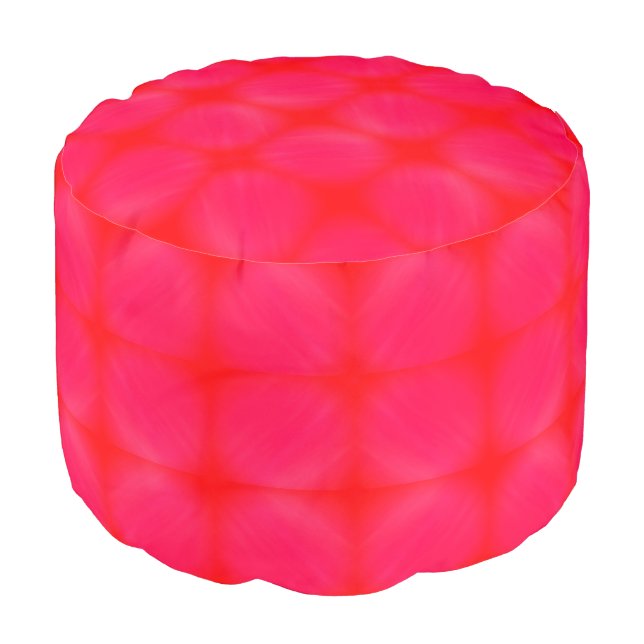 Pink and Red Abstract Pattern Pouf (Angled Front)