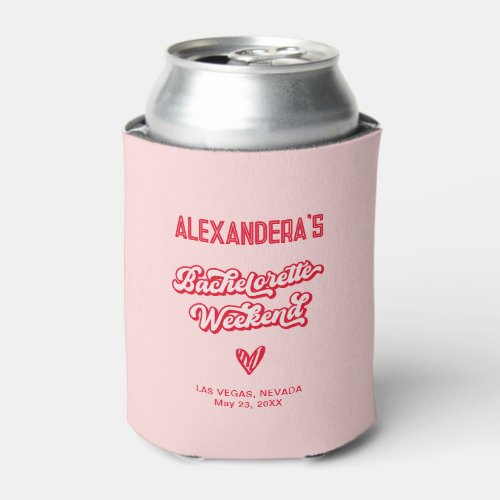 Pink and Red Bachelorette Party Favor Can Cooler