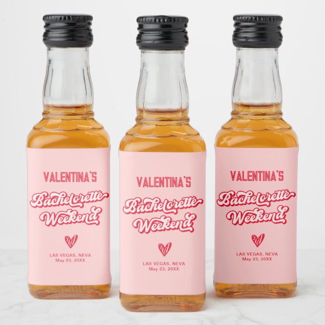 Pink and Red Bachelorette Party Favor  Liquor Bottle Label (Bottles)