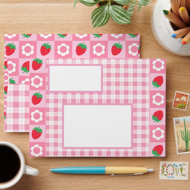 Pink and Red Berry First Birthday Envelope (Desk)