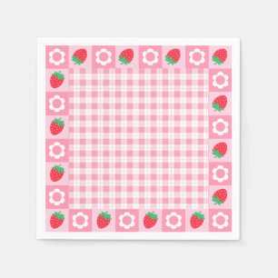 Pink and Red Berry First Birthday Party Napkins