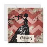 Pink and Red Bold Silhouette Bride Invitation