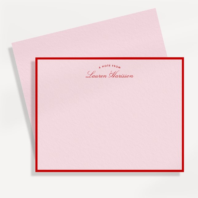 Pink and Red Border Modern Stationery Note Card (Creator Uploaded)