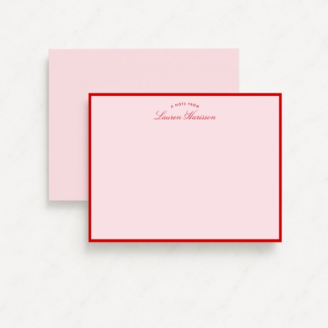 Pink and Red Border Modern Stationery Note Card (Creator Uploaded)