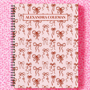 Pink and Red Bow Aesthetic Coquette Notebook