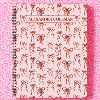 Pink and Red Bow Aesthetic Coquette Notebook