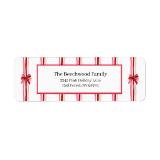 Pink and Red Bows Christmas Return Address Label
