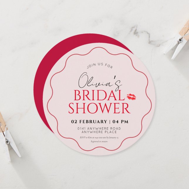Pink and red bridal shower  invitation (Front/Back In Situ)