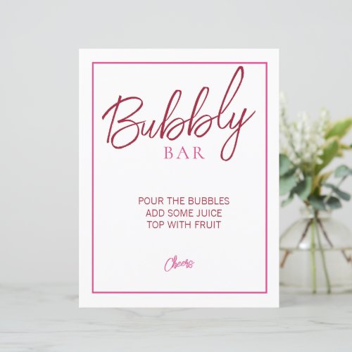 Pink and Red Bubbly Bar Sign