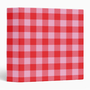 Pink and Red Buffalo Plaid Gingham 3 Ring Binder