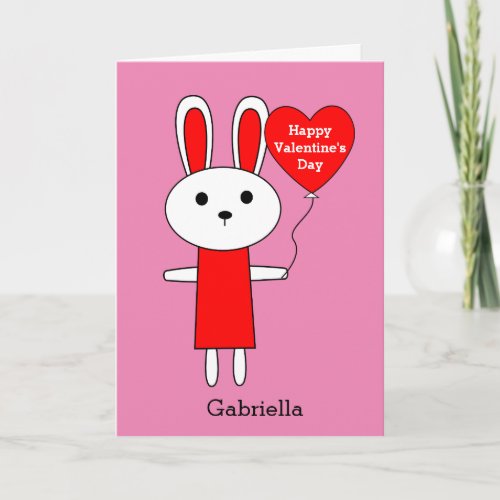 Pink and Red Bunny Valentines Day Card
