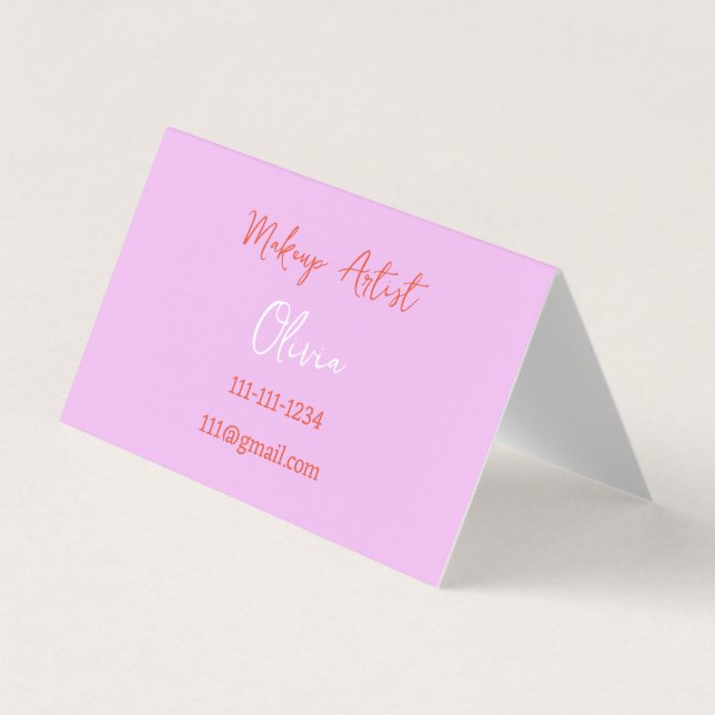 Pink And Red Business card  (Front)