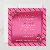 Pink and Red Butterfly Quinceañera Invitation (Back)