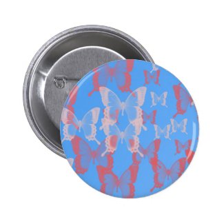 pink and red butterfly with blue background