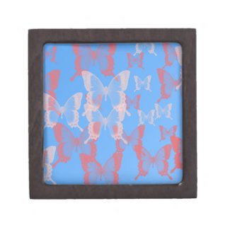 pink and red butterfly with blue background