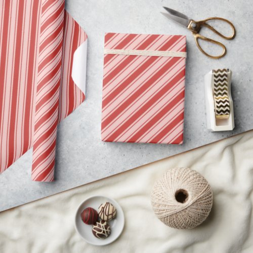 Pink and Red Candy Cane Stripe Christmas Wrapping Paper