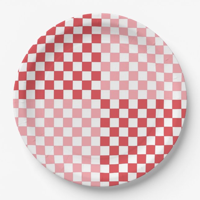 Pink and Red Checkered 9" Plate (Front)