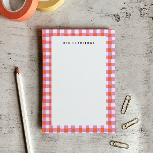 Pink and Red Checkered Personalized Post_it Notes
