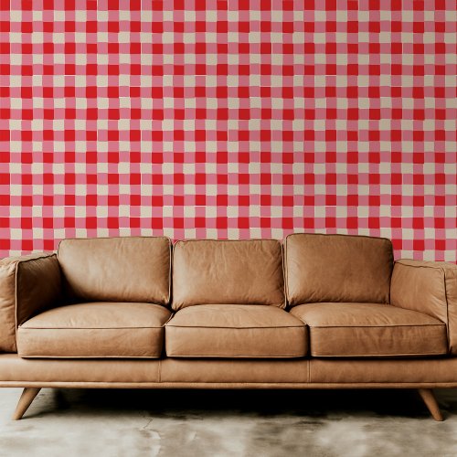 Pink and Red Checkered Plaid Wallpaper