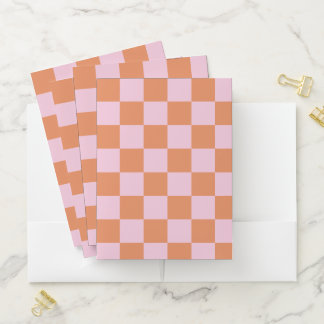 Pink and Red Checkered Pocket Folder