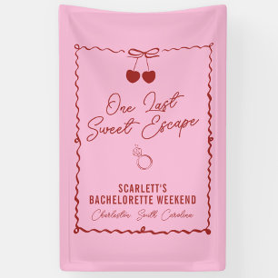 Pink and Red Cherry Bachelorette Party Weekend Banner