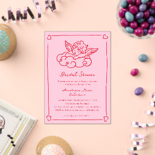 Pink and Red Cherub Whimsical Bridal Shower  Acrylic Invitations
