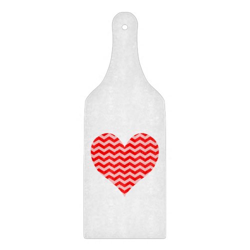 Pink and Red Chevron Heart Cutting Board