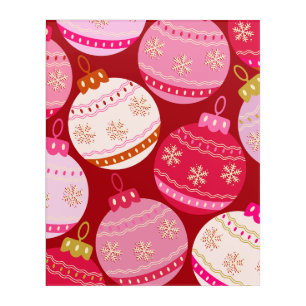 Pink And Red Christmas Baubles Acrylic Print