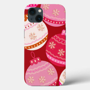 Pink And Red Christmas Baubles iPhone 13 Case