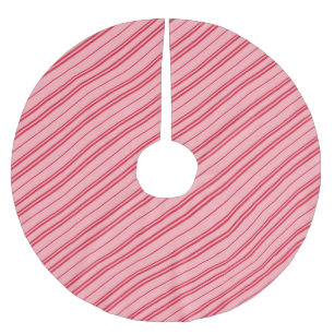 Pink and Red Christmas Candy Cane Stripes Brushed Polyester Tree Skirt