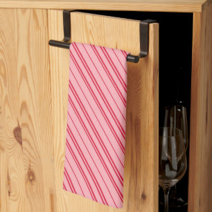 Pink and Red Christmas Candy Cane Stripes  Kitchen Towel