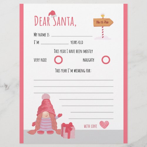 Pink and Red Christmas Childish Dear Santa Letter Flyer