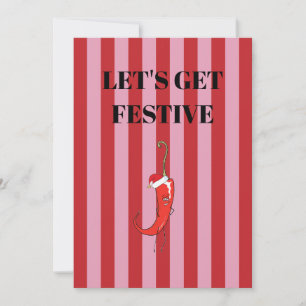 Pink and red Christmas invite with funny chili