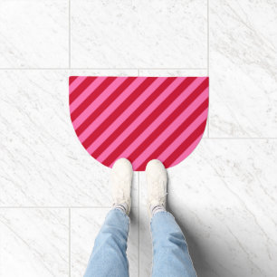 Pink and Red Christmas Peppermint Stripes  Doormat
