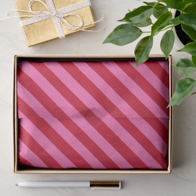 Pink and Red Christmas Peppermint Stripes  Tissue Paper (Gift)