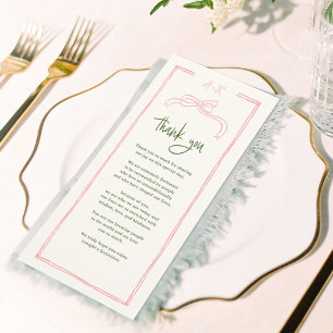 Pink and Red Colorful Wedding Thank You Place Card