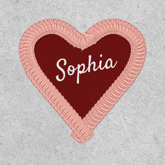 Pink and red custom name heart Patch (Front)