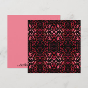 Pink And Red Dots And Squiggles Pattern On Black Card