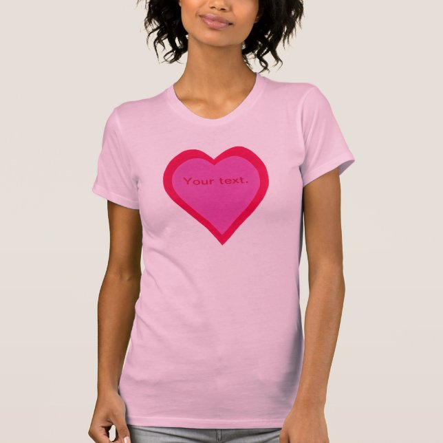 Pink and Red Double Heart Your Text Shirts (Front)