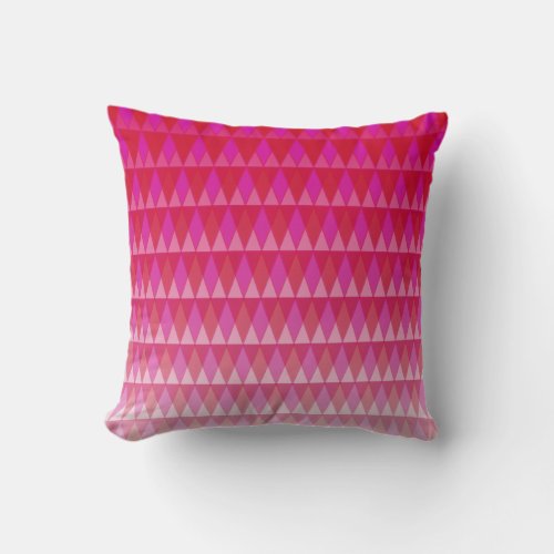 Pink and Red Faded Diamond Pattern Throw Pillow