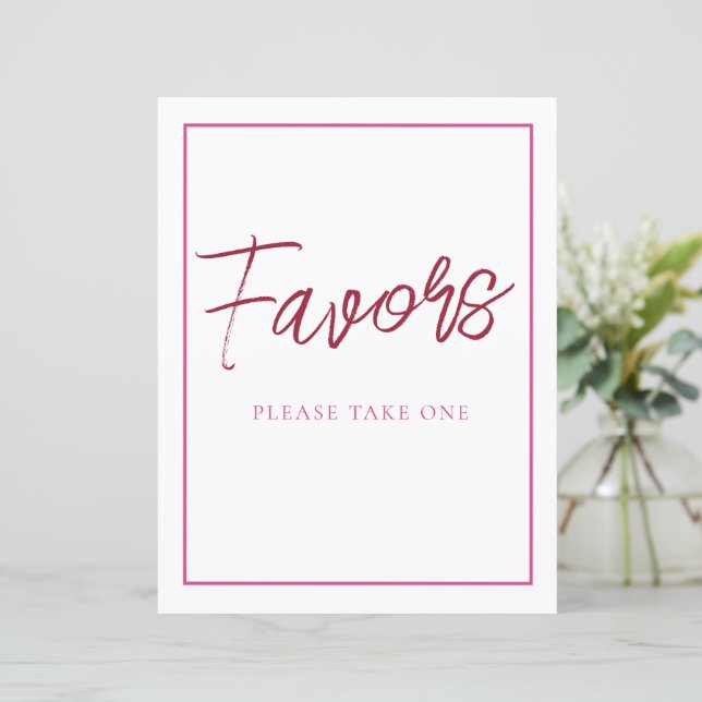 Pink and Red Favors Sign (Standing Front)