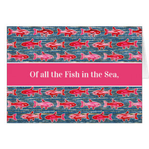 Pink and Red Fish for Valentine's Day Cards