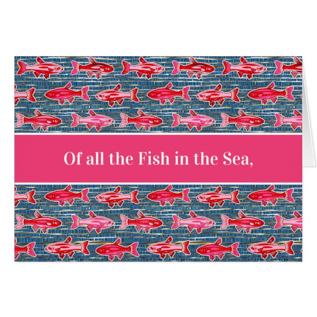 Pink and Red Fish for Valentine's Day Cards (Front Horizontal)