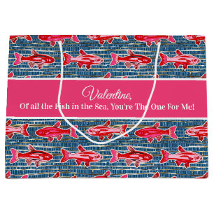 Pink and Red Fish for Valentine's Day Large Gift Bag