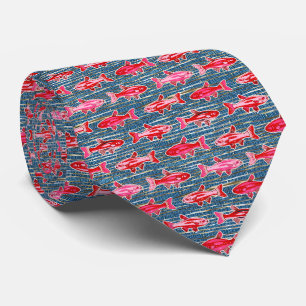 Pink and Red Fish for Valentine's Day Stylish Neck Tie