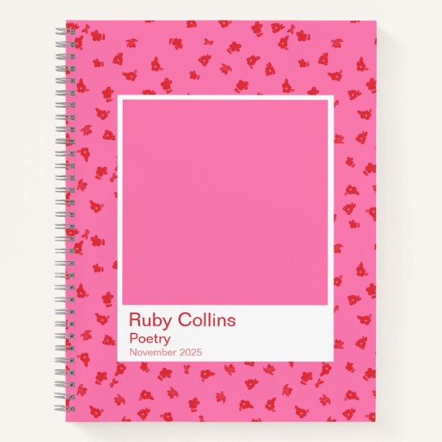 Pink and Red Floral Aesthetic Notebook (Front)