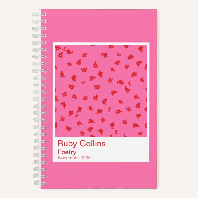 Pink and Red Floral Aesthetic Notebook (Front)