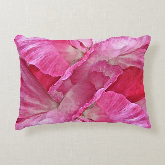 Pink and Red Floral Poppy Flower Accent Pillow